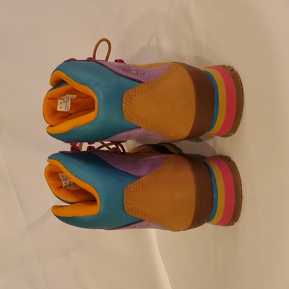 Timberland Women's Tan and Purple Lace Up Boots Size 8.5 - Picture 3 of 6